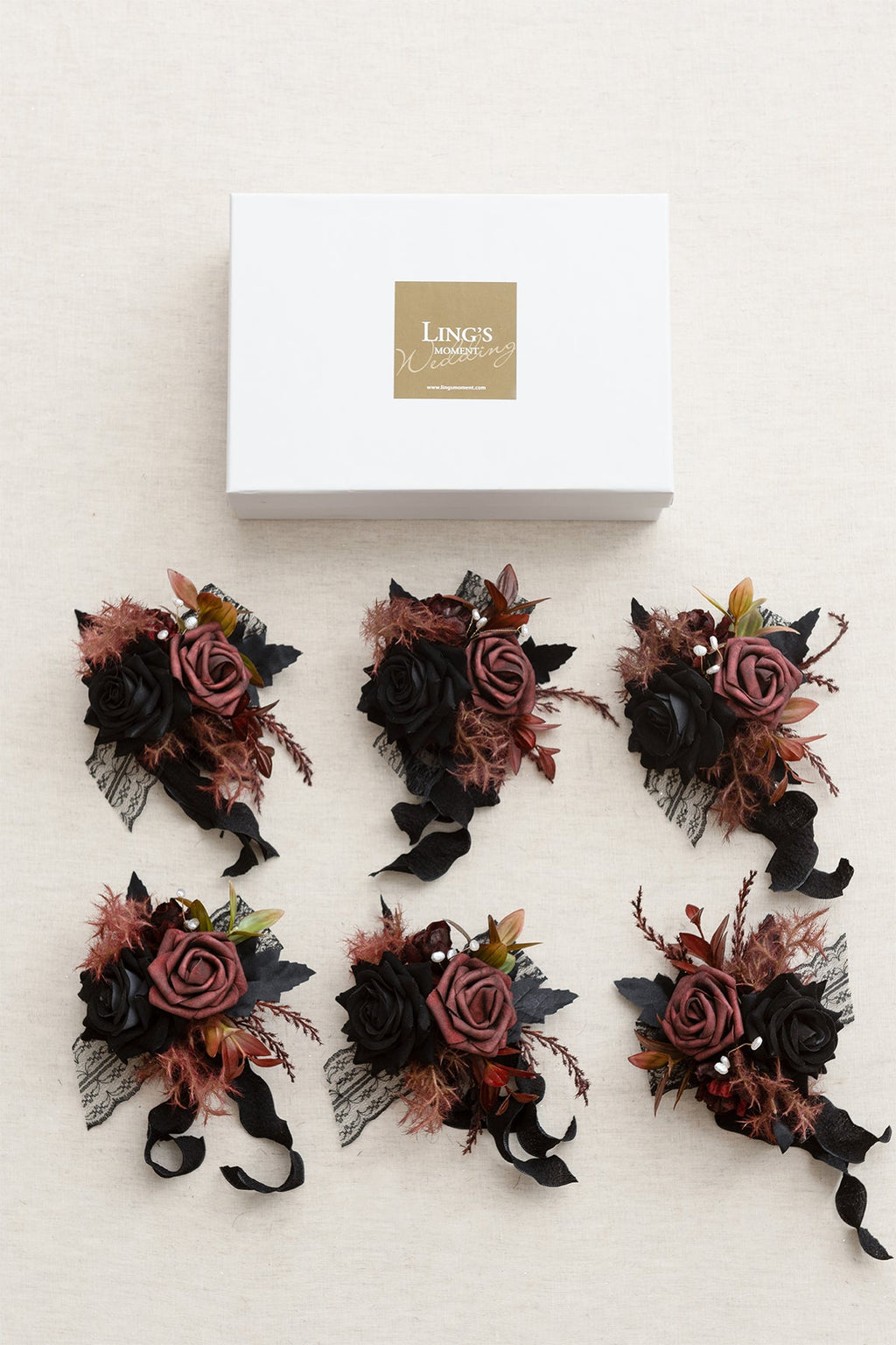 Additional Flower Decorations in Moody Burgundy & Black