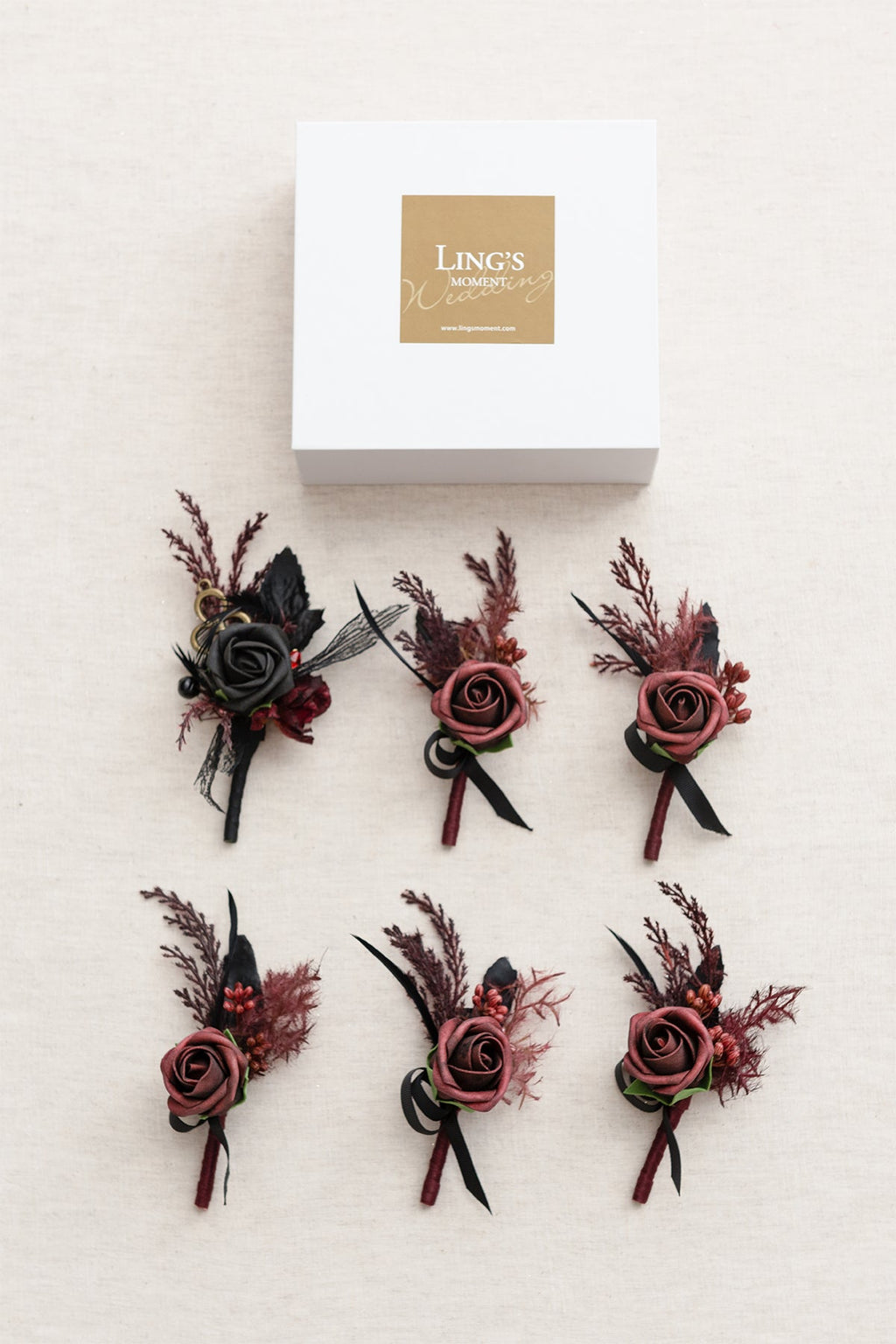 Additional Flower Decorations in Moody Burgundy & Black