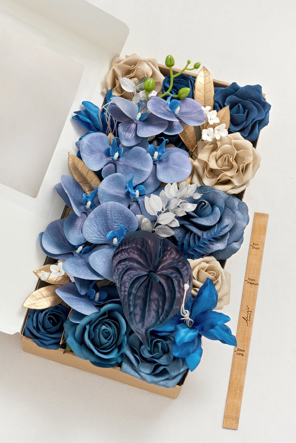 DIY Designer Flower Boxes in Stately Navy & Gold