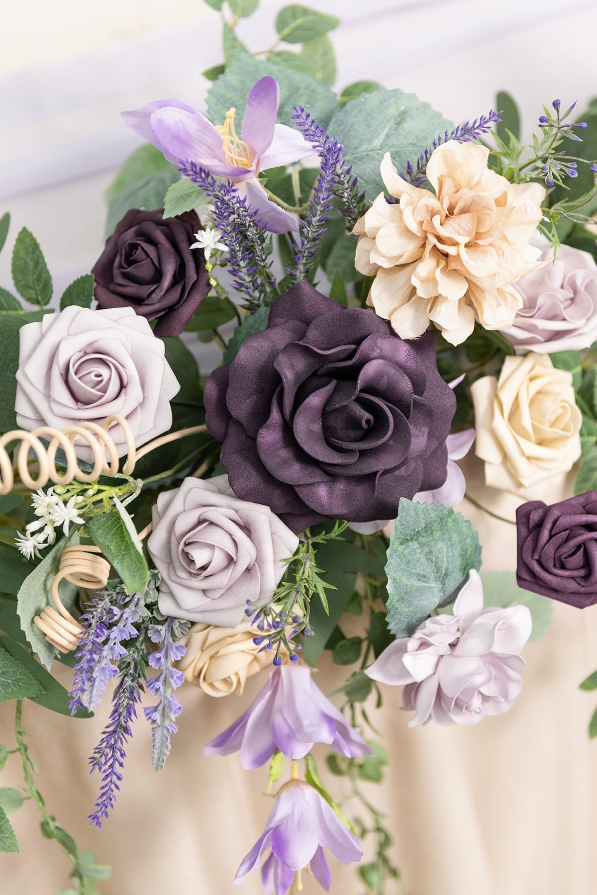 9ft Head Table Flower Garland in French Lavender & Plum