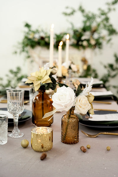 Mini Premade Flower Centerpiece Set in Champagne Christmas | Clearance