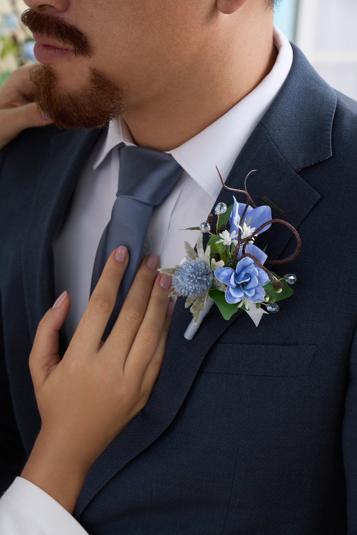 Boutonnieres in Timeless French Blue & White