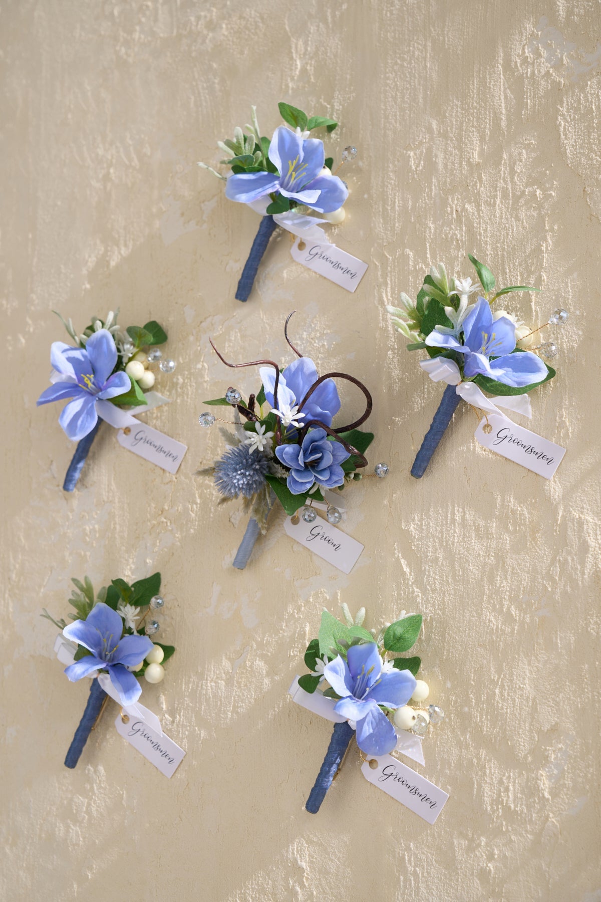 Boutonnieres in Timeless French Blue & White