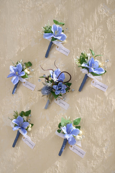 Boutonnieres in Timeless French Blue & White