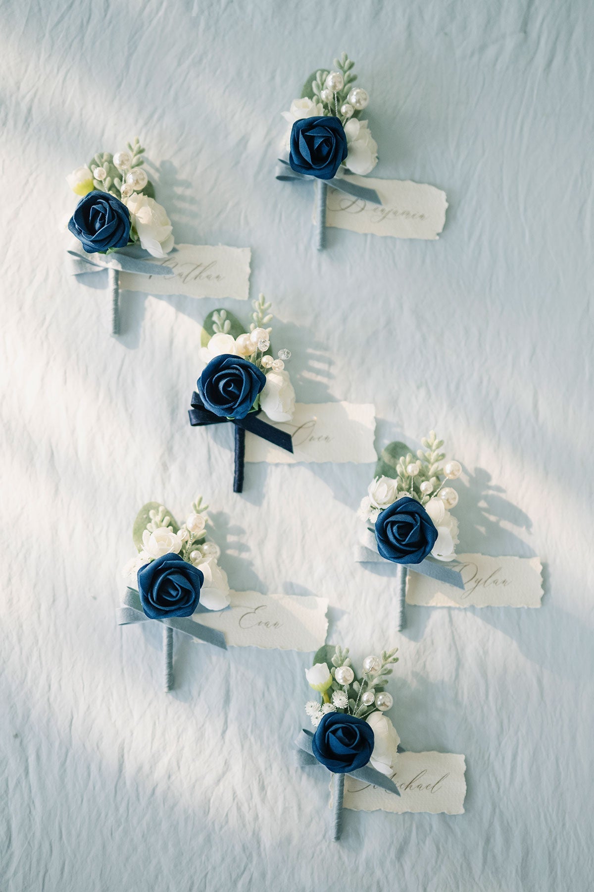 Boutonnieres in Romantic Dusty Blue