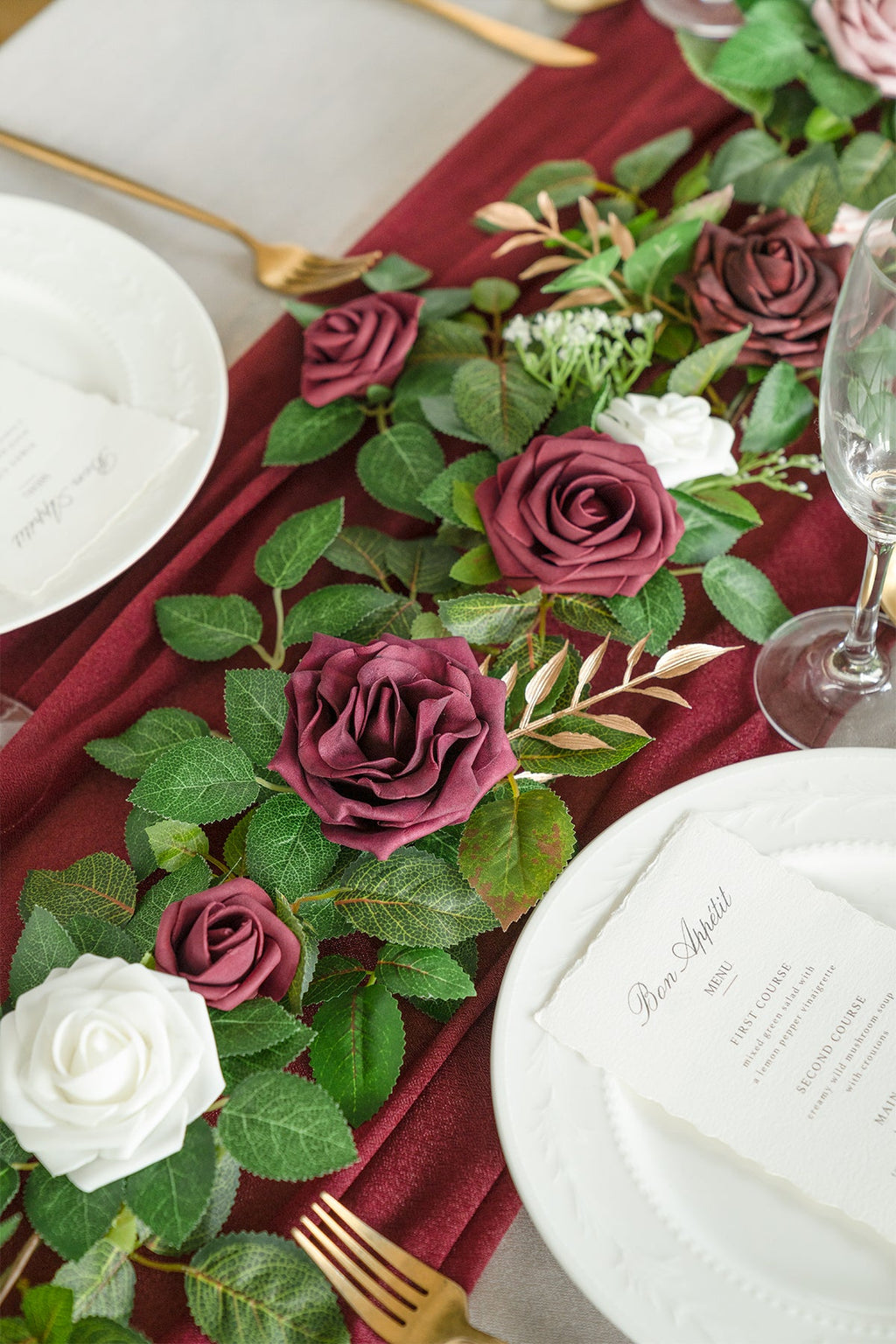 5ft Flower Garland in Burgundy