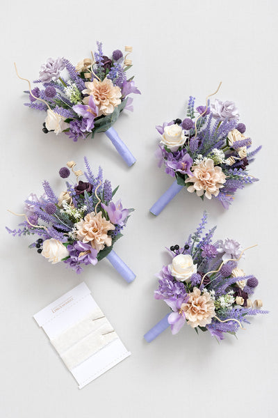 Bridesmaid Bouquets in French Lavender & Plum