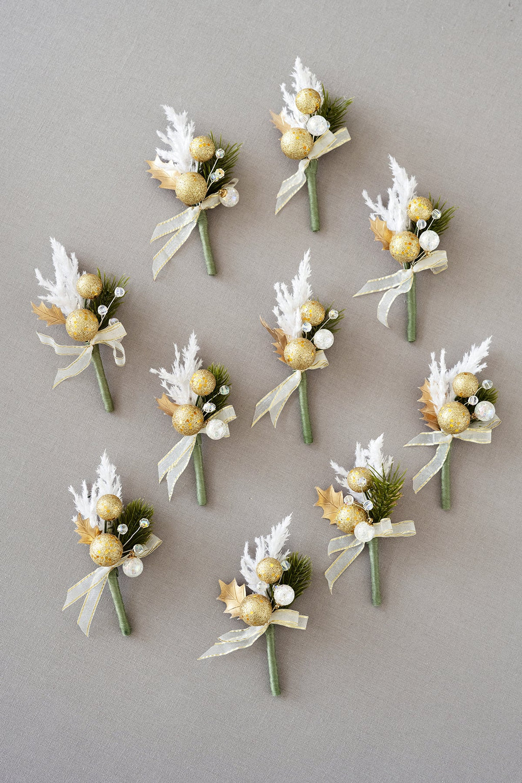 Flash Sale | Boutonnieres for Guests in Champagne Christmas | Clearance