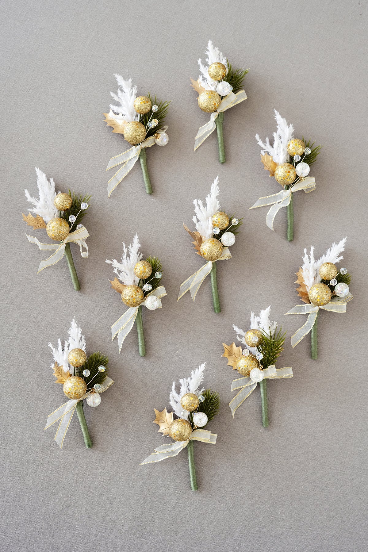 Flash Sale | Boutonnieres for Guests in Champagne Christmas | Clearance