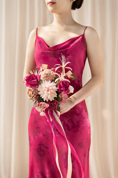Free-Form Bridesmaid Bouquets in Valentine Magenta