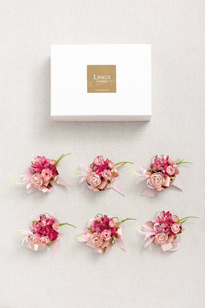 Wrist Corsages in Valentine Magenta