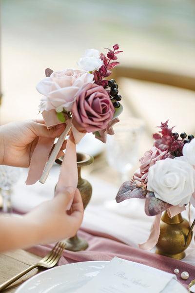 Mini Premade Flower Centerpiece Set in Dusty Rose & Mauve