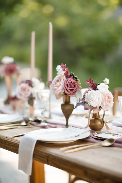 Mini Premade Flower Centerpiece Set in Dusty Rose & Mauve
