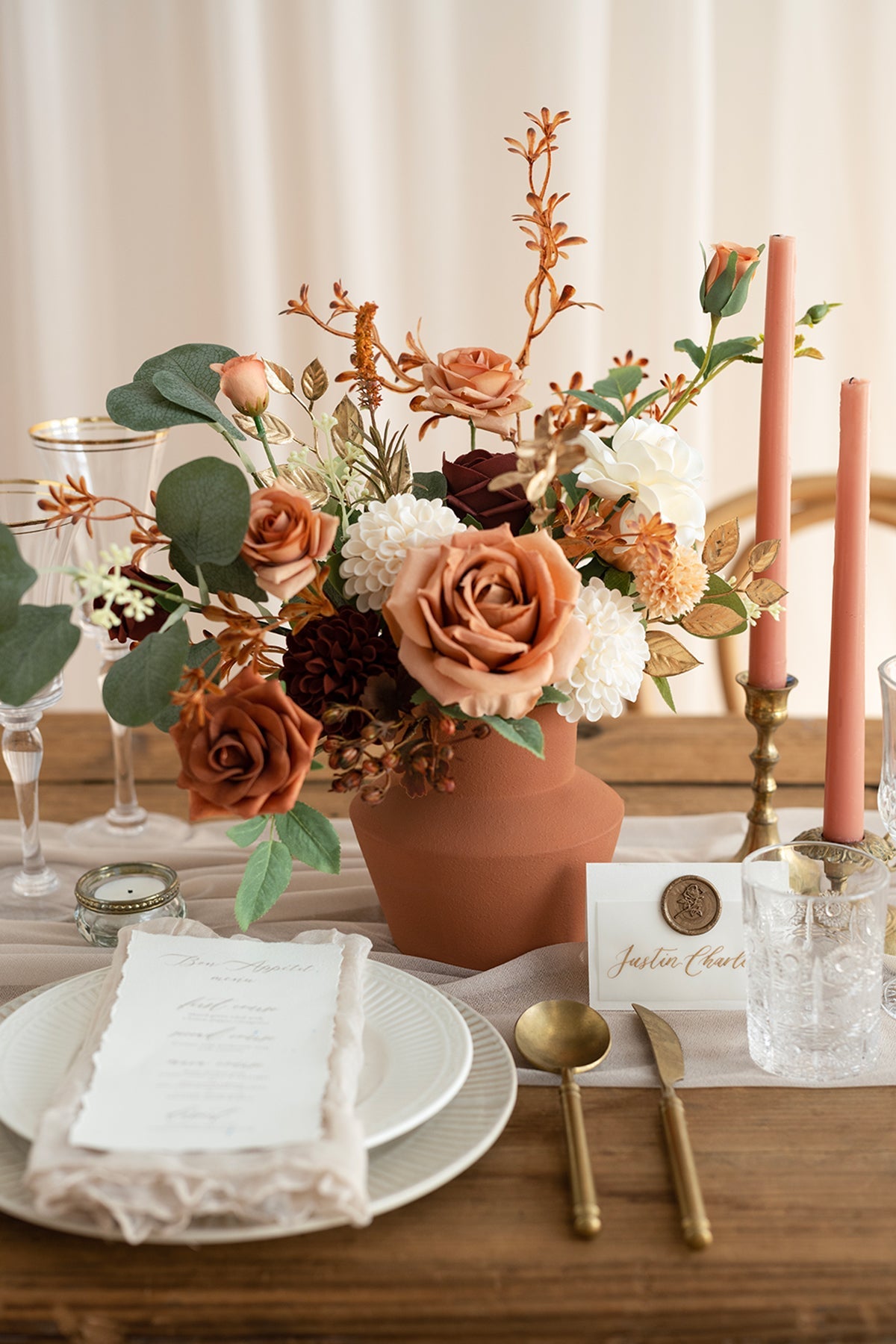 Ceramic Vase With Large Opening in Sunset Terracotta | Clearance