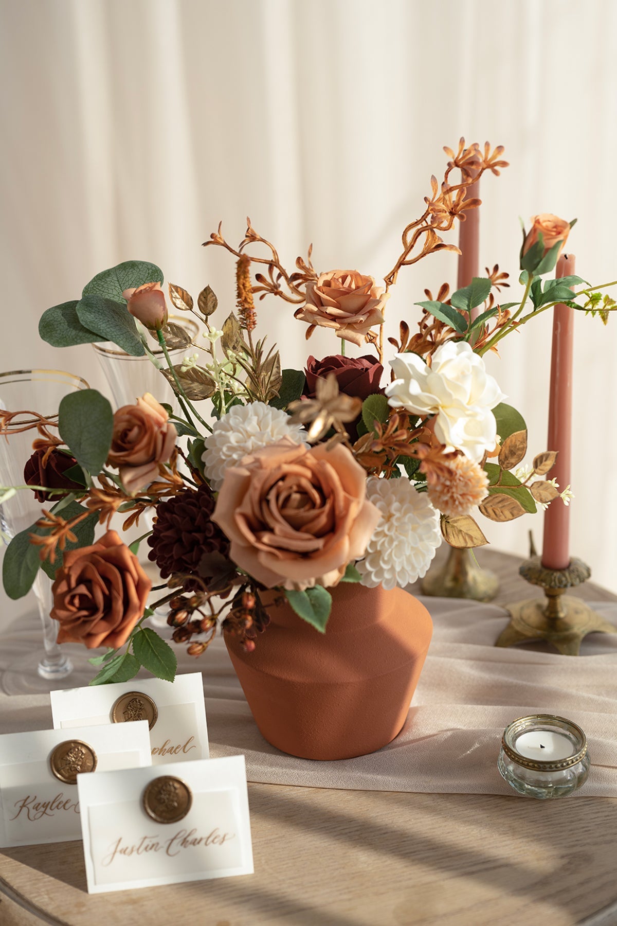 Ceramic Vase With Large Opening in Sunset Terracotta | Clearance