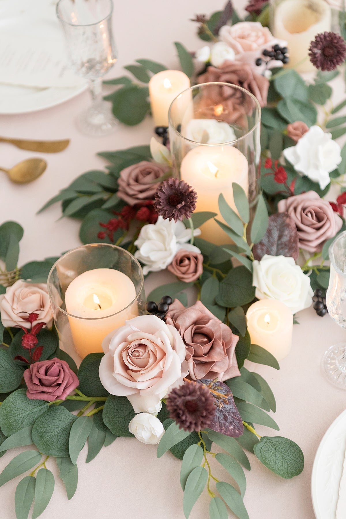 2ft Flower Garlands in Dusty Rose & Mauve
