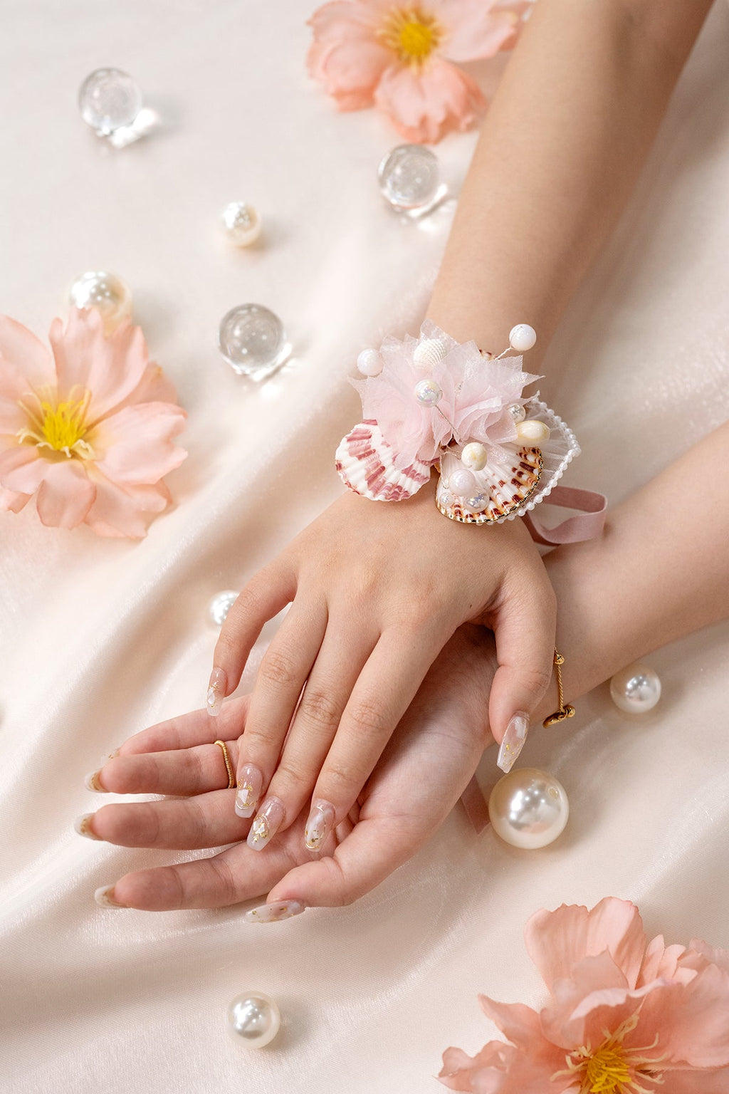 Flash Sale | Wrist Corsages in Glowing Blush & Pearl