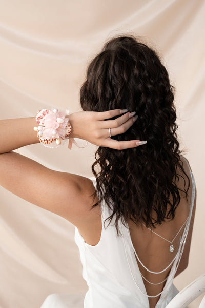 Wrist Corsages in Glowing Blush & Pearl