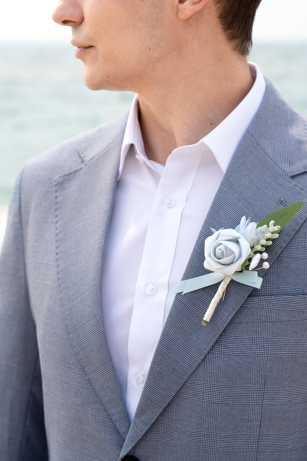 Boutonnieres for Guests in Romantic Dusty Blue | Clearance