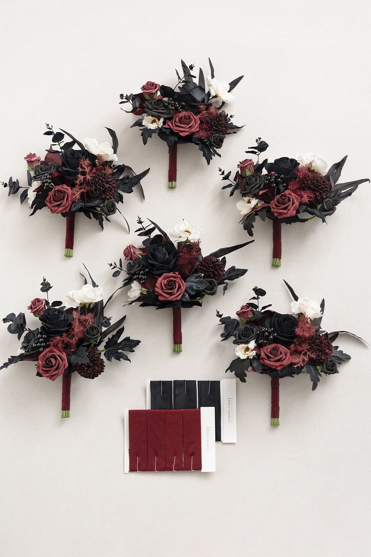 Bridesmaid Posy in Moody Burgundy & Black