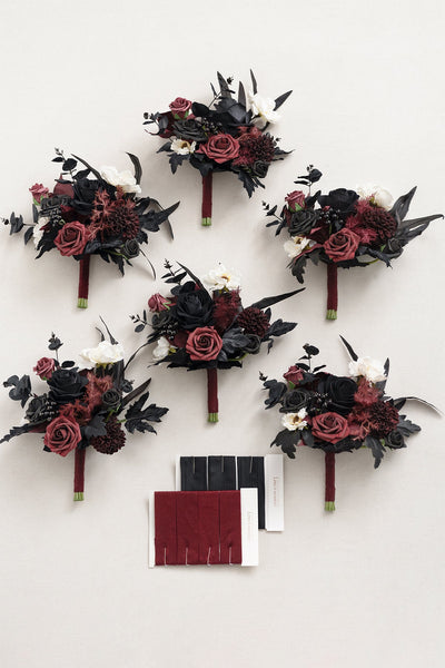 Bridesmaid Posy in Moody Burgundy & Black