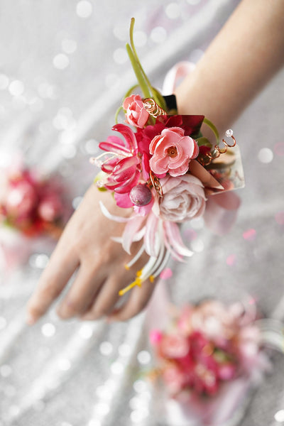 Wrist Corsages in Valentine Magenta