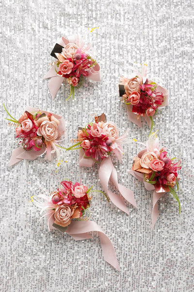 Wrist Corsages in Valentine Magenta