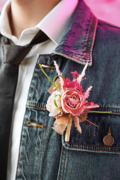 Boutonnieres in Valentine Magenta