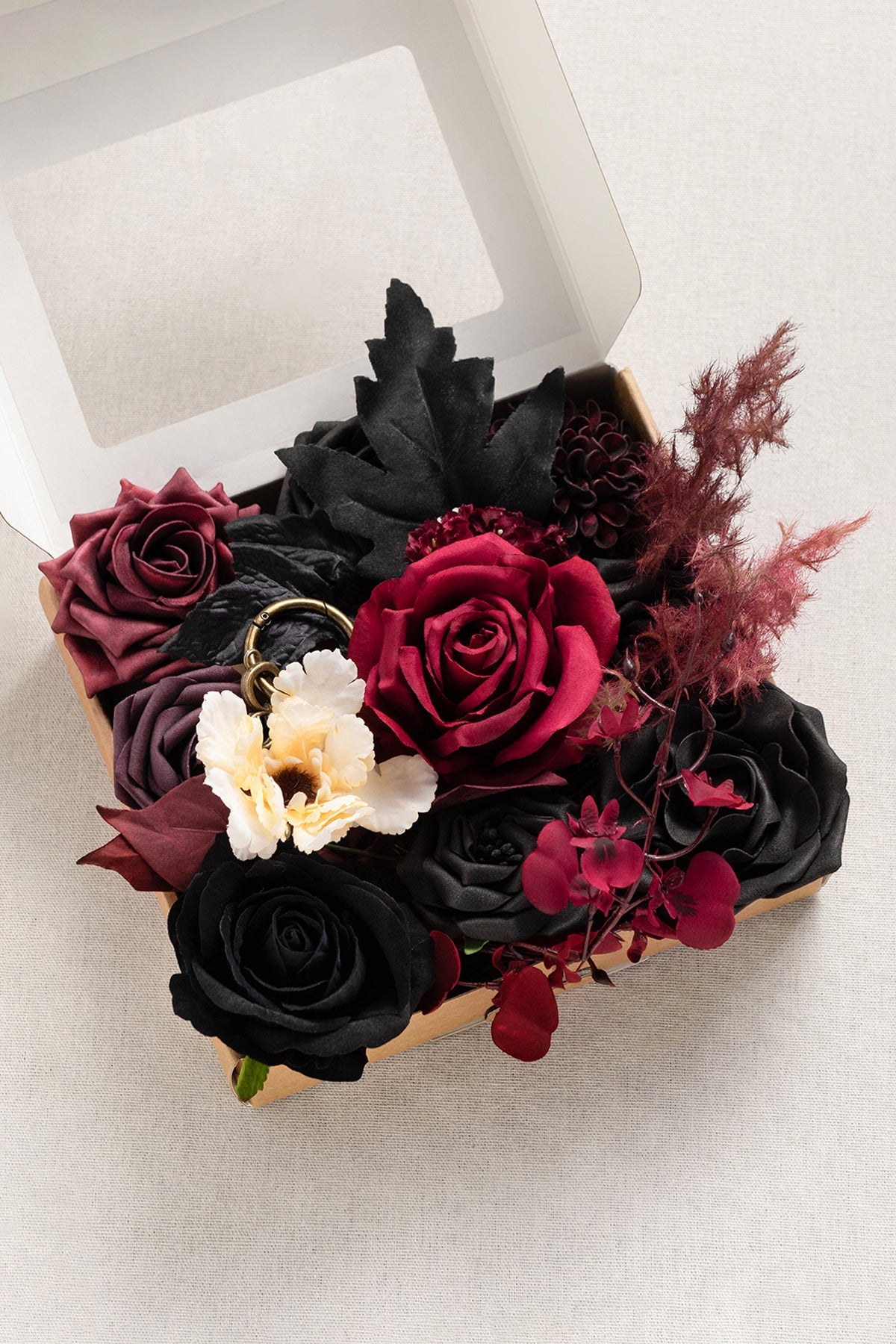 Sample Box in Moody Burgundy & Black