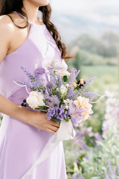Bridesmaid Bouquets in French Lavender & Plum