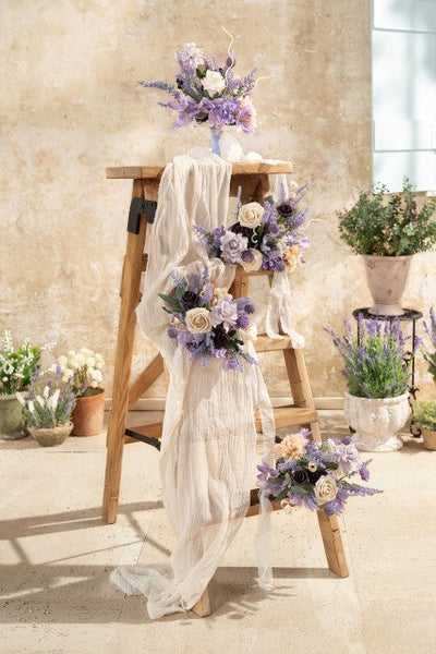 Bridesmaid Bouquets in French Lavender & Plum