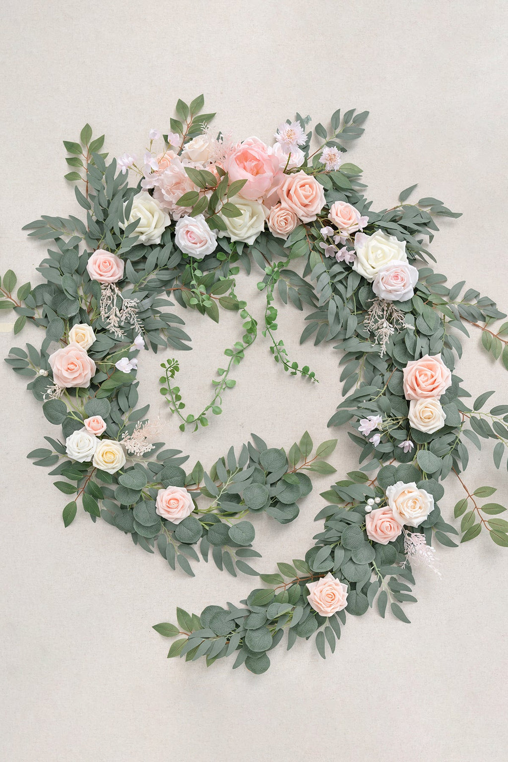 9ft Head Table Flower Garland in Blush & Cream