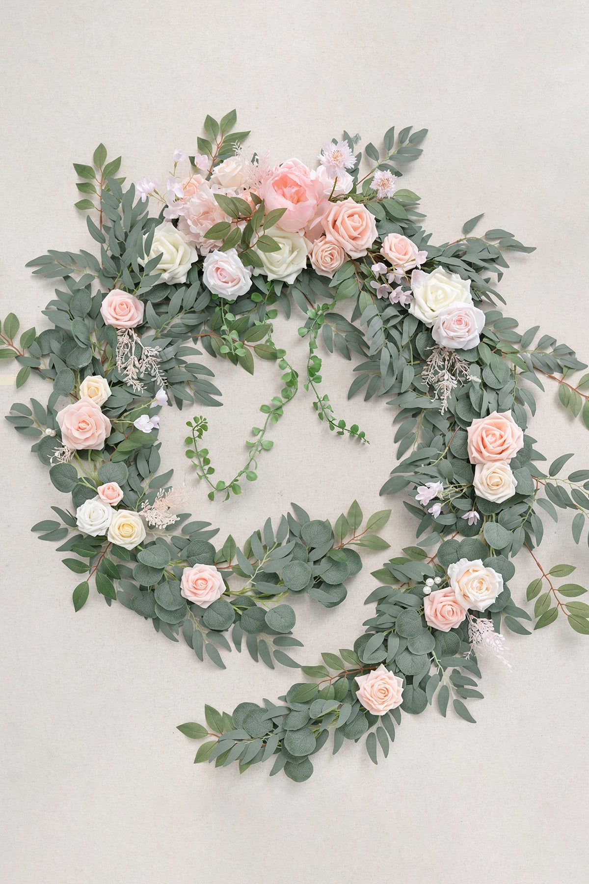 9ft Head Table Flower Garland in Blush & Cream