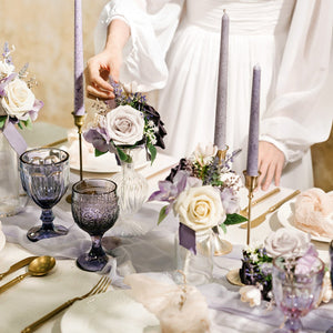 Mini Premade Flower Centerpiece Set in French Lavender & Plum