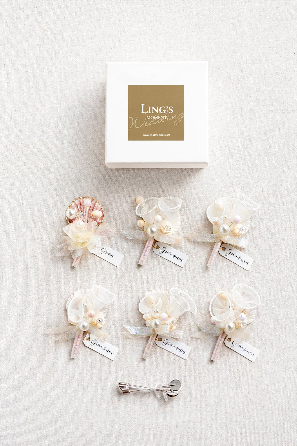 Flash Sale | Boutonnieres in Glowing Blush & Pearl