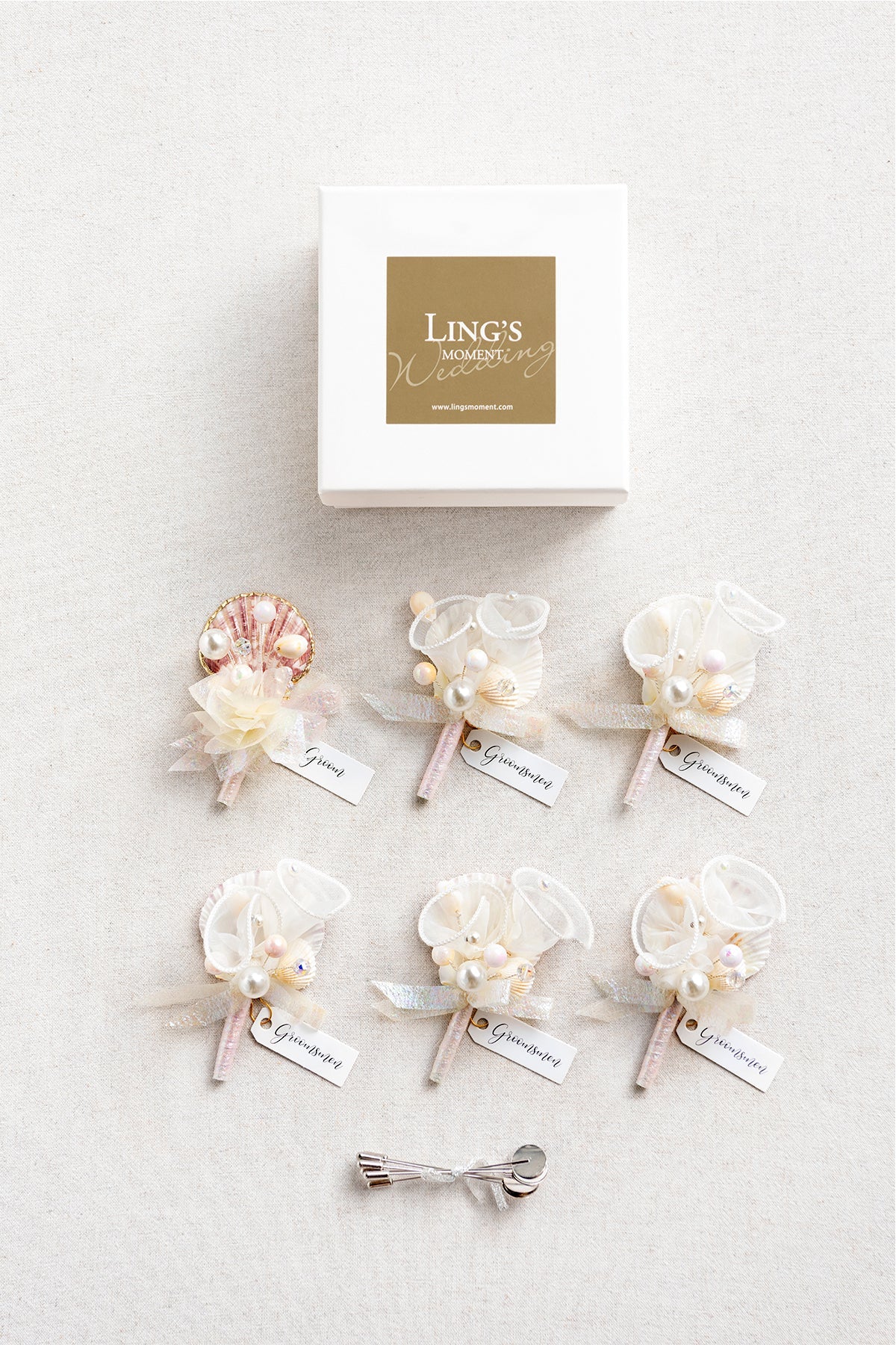 Flash Sale | Boutonnieres in Glowing Blush & Pearl