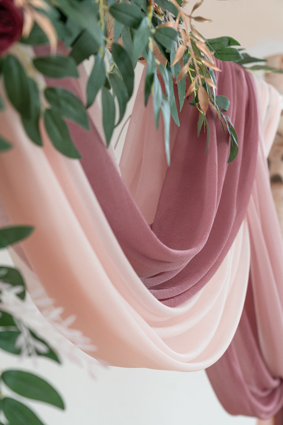 Wedding Arch Drapes in Dusty Rose ＆ Cream