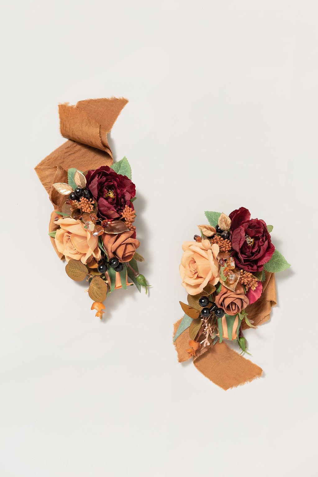 Wrist and Shoulder Corsages in Sunset Terracotta