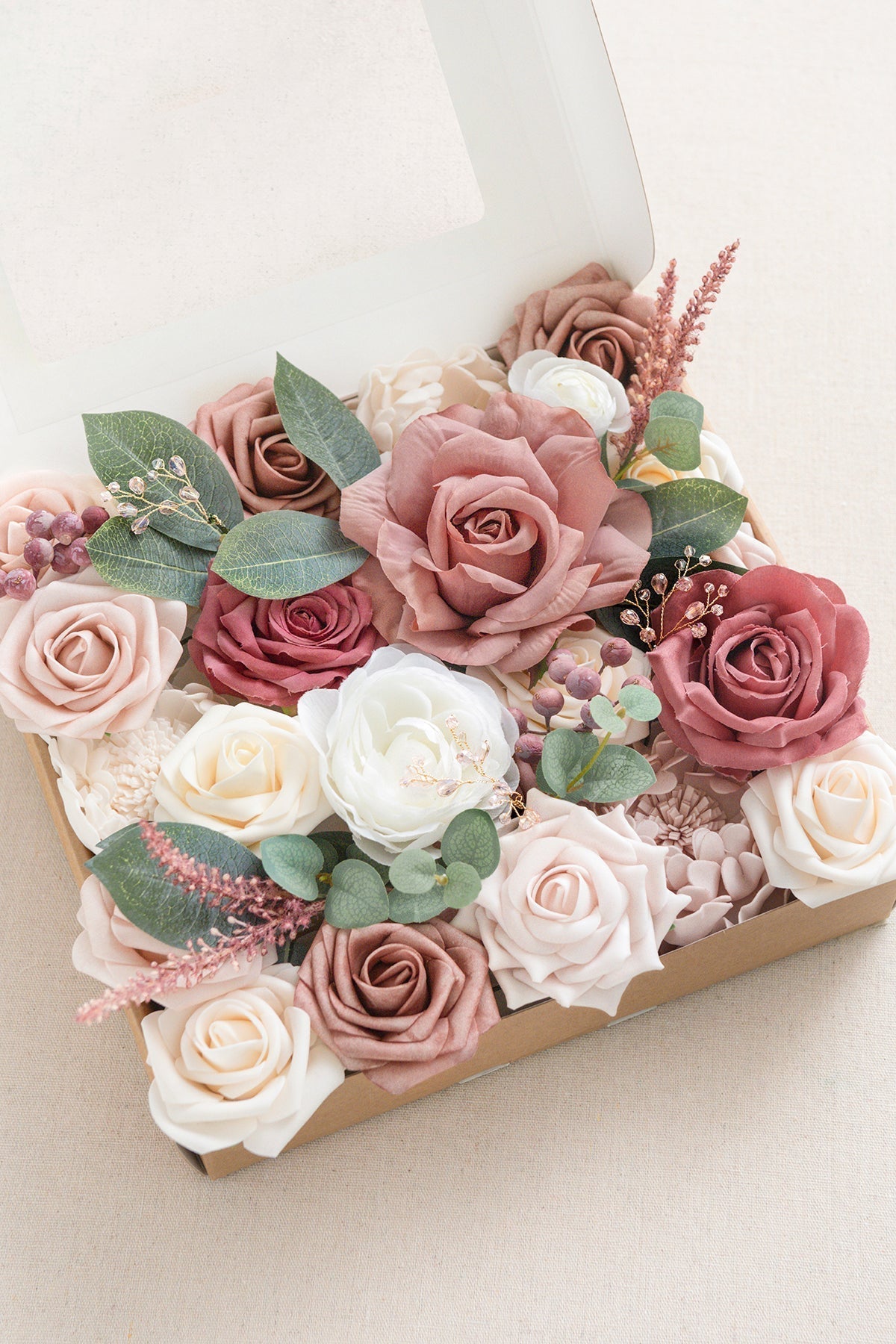 DIY Designer Flower Boxes in Dusty Rose & Cream