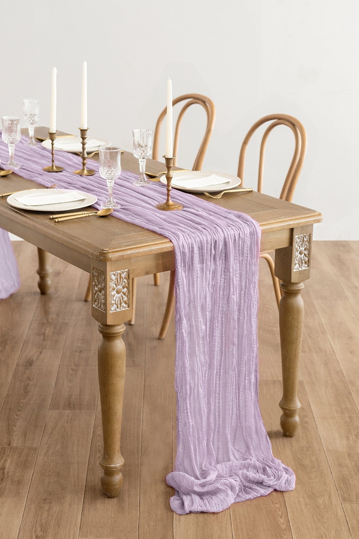 Cheesecloth Table Runner in Lilac & Gold