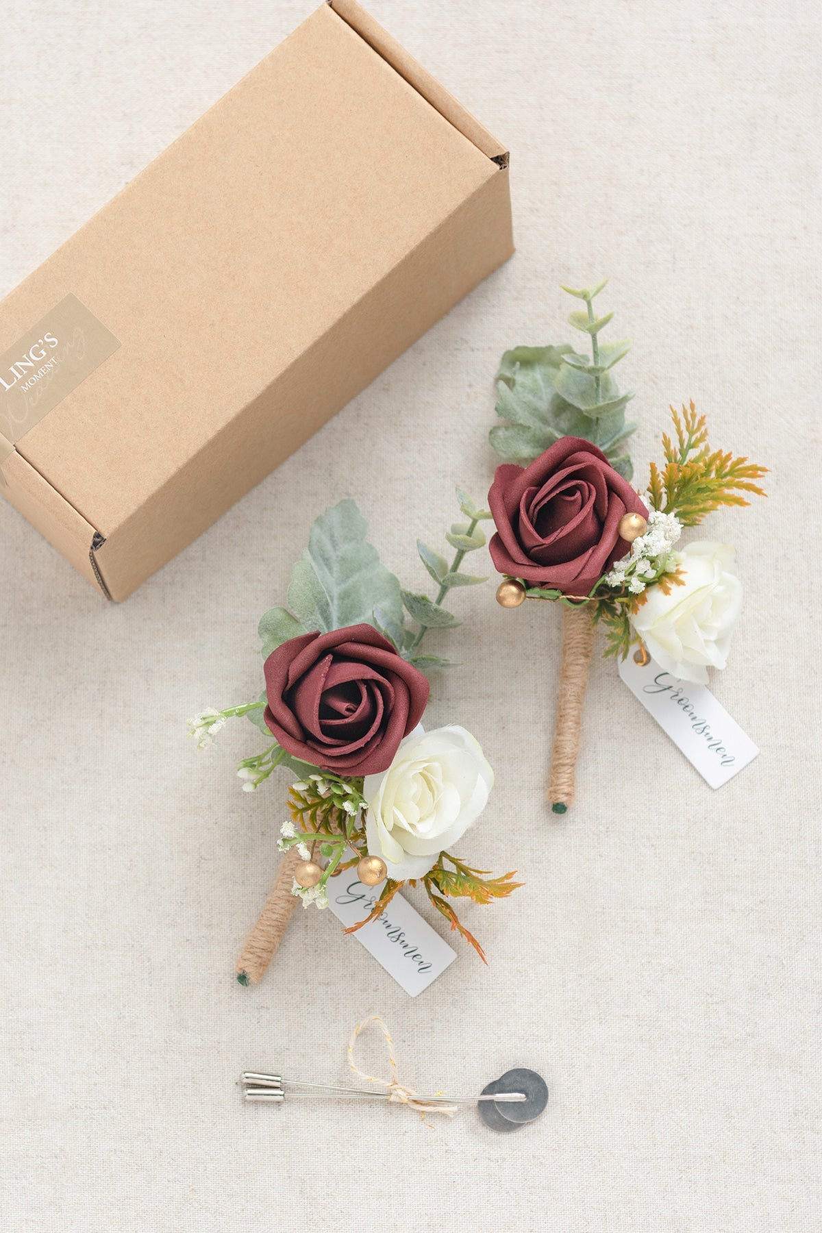 Boutonnieres in Burgundy
