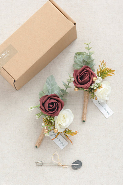 Boutonnieres in Burgundy