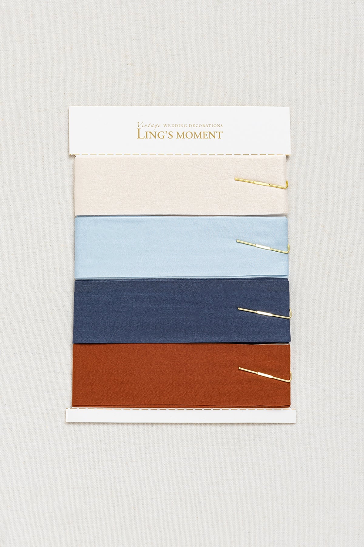 Chiffon Ribbon in Russet Orange & Denim Blue