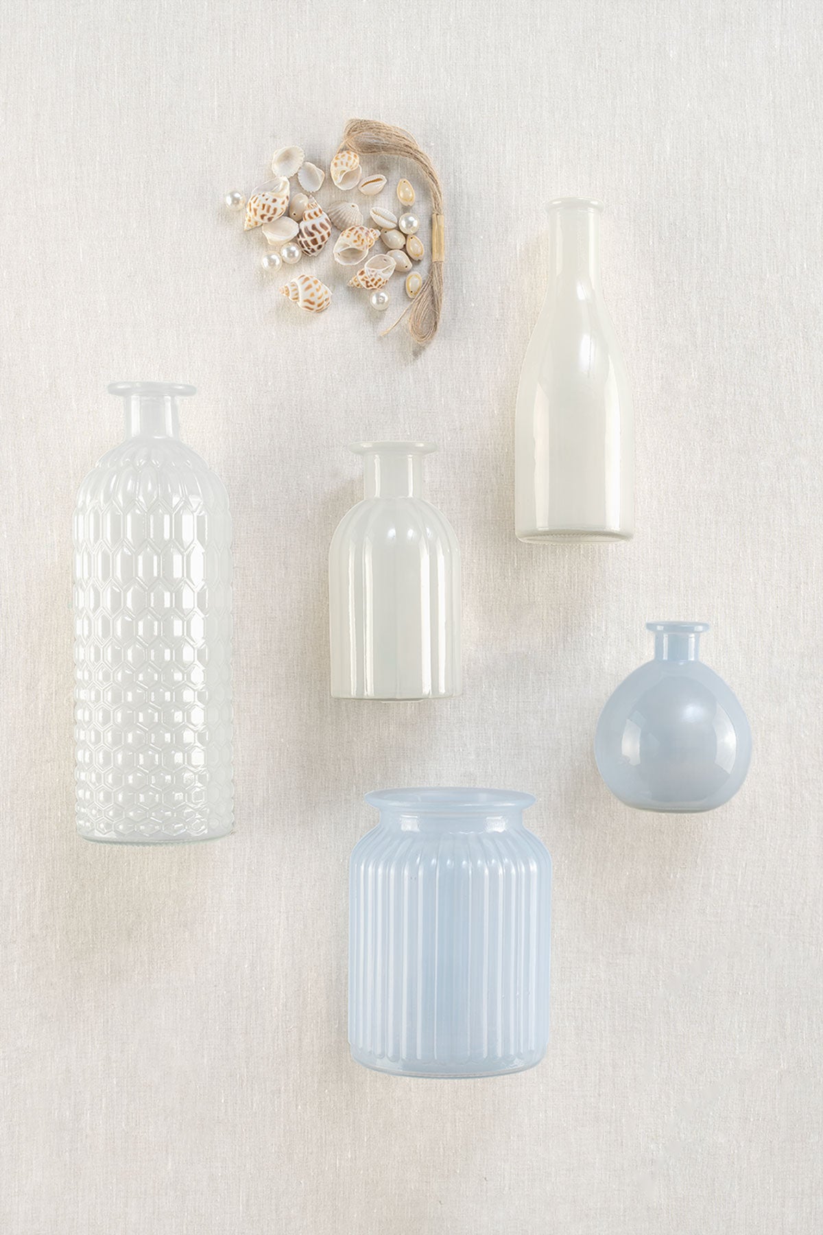 Vintage Glass Bud Vase Set in Dusty Blue & Navy