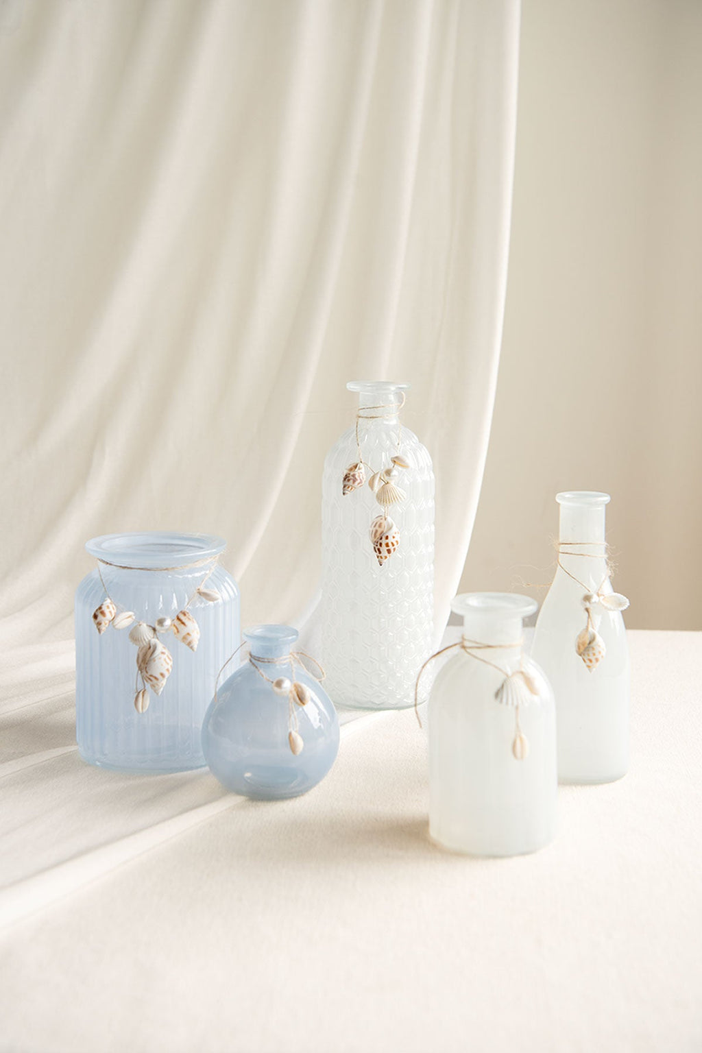 Vintage Glass Bud Vase Set in Dusty Blue & Navy