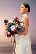 Small Cascade Bridal Bouquet in Nautical Navy & Burgundy | Clearance