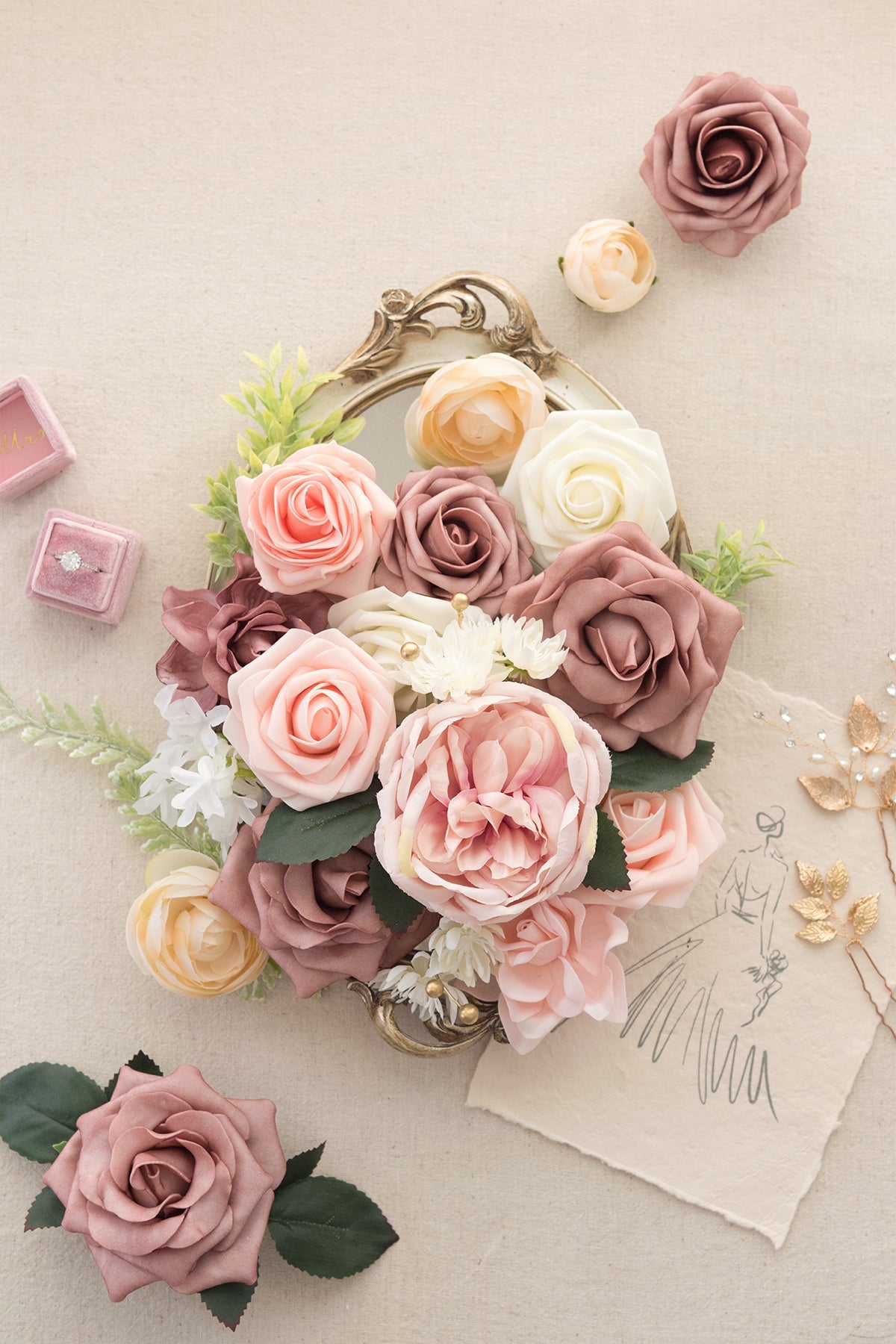 Centerpiece DIY Flowers Package - Belle Dusty Rose