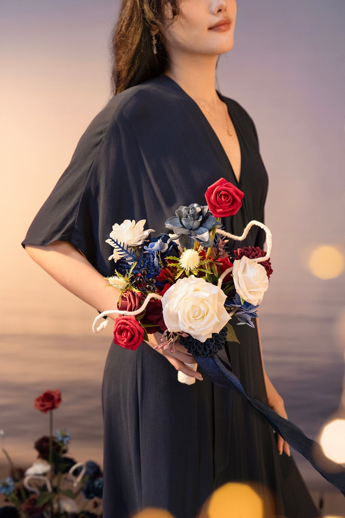Bridesmaid Bouquets in Nautical Navy & Burgundy | Clearance