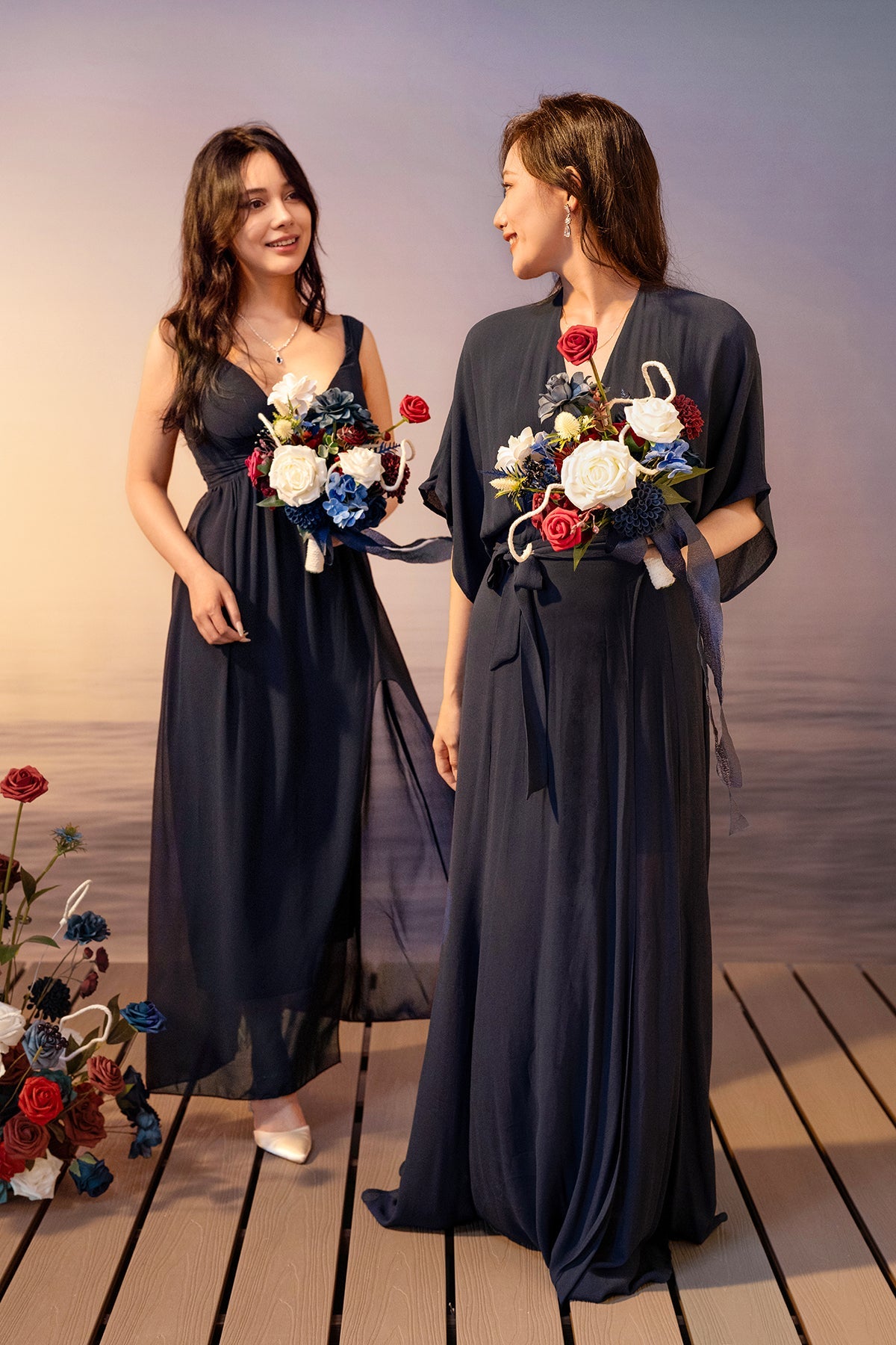 Flash Sale | Bridesmaid Bouquets in Nautical Navy & Burgundy