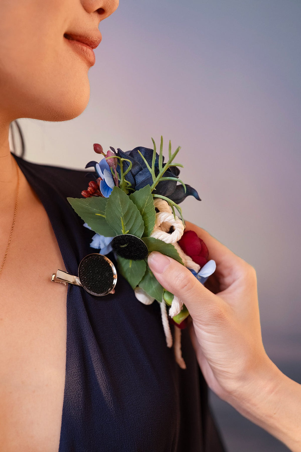 Wrist and Shoulder Corsages in Nautical Navy & Burgundy | Clearance